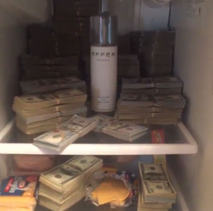  50 Cent Posted A Video Of The Inside Of His Fridge Filled With Stacks Of Money On His Instagram