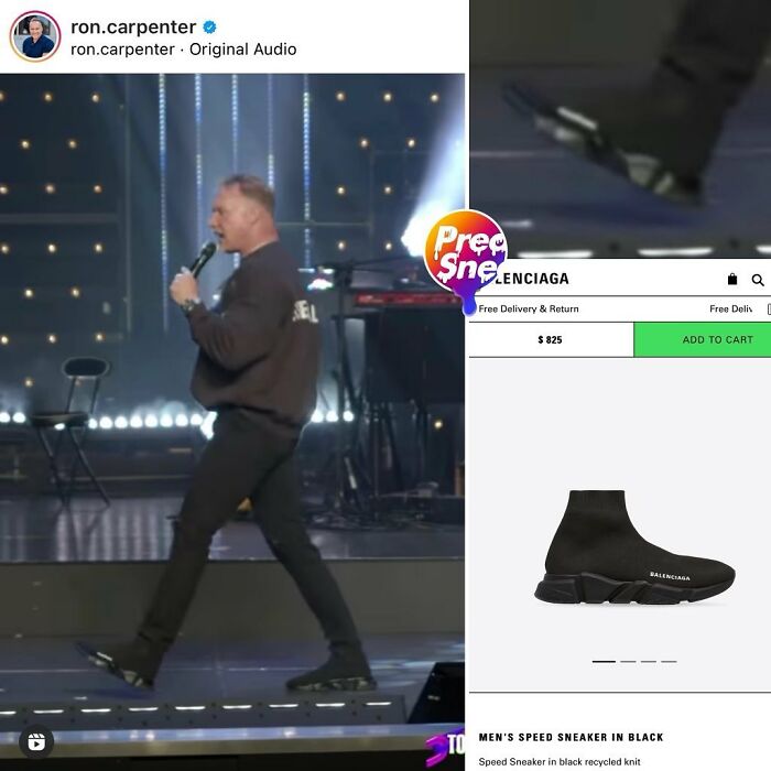 Pastor Ron Carpenter Rocking Those Balenciagas, The Ones That Resemble Those Things You Wear On Your Feet Prior To Donning Shoes