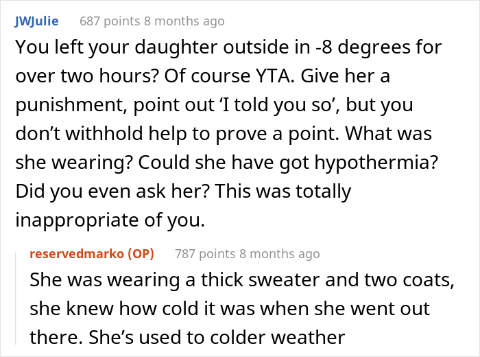 Dad Leaves Daughter On The Roof In 18°F Weather For 2 Hours To Teach Her A Lesson, Wonders If He's The Jerk Dad Leaves Daughter On The Roof In 18°F Weather For 2 Hours To Teach Her A Lesson, Wonders If He's The Jerk