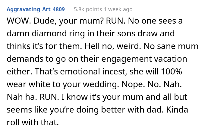 Guy Plans To Pop The Question During A Long-Awaited Vacation, Mother Throws A Tantrum Because He Refused To Take Her