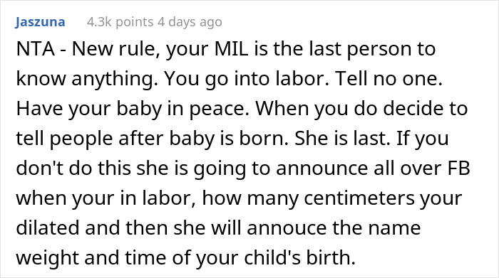 MIL Demands To Know Her Future Granddaughter’s Name, Woman Lies To Her, Almost Certain She’ll Post It Online, And Isn’t Wrong