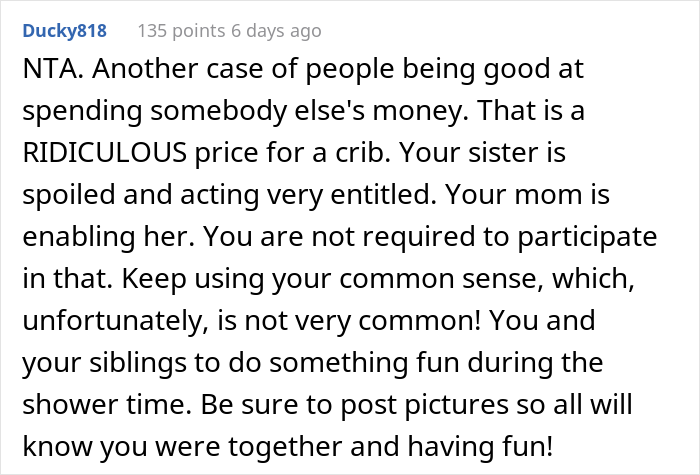 "She Calls Me Selfish": Spoiled Mother Wants An $8k Baby Crib, Her Sister Refuses, Starting A Family Drama "She Calls Me Selfish": Spoiled Mother Wants An $8k Baby Crib, Her Sister Refuses, Starting A Family Drama