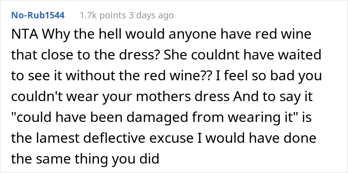 Bride Wanted To Wear Her Mom's Wedding Gown To Her Own Wedding, Bridesmaid "Accidentally" Spilled Wine On It
