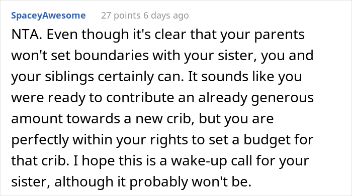 "She Calls Me Selfish": Spoiled Mother Wants An $8k Baby Crib, Her Sister Refuses, Starting A Family Drama "She Calls Me Selfish": Spoiled Mother Wants An $8k Baby Crib, Her Sister Refuses, Starting A Family Drama