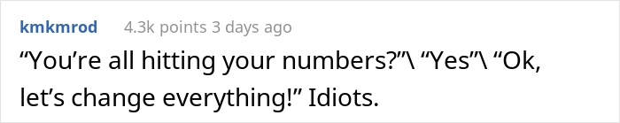 New Manager “Asks For The Resignation Of Anyone Who Doesn't Believe Her Way Will Work By 5 PM The Next Day”, Sales Rep Team Resigns On The Spot New Manager “Asks For The Resignation Of Anyone Who Doesn't Believe Her Way Will Work By 5 PM The Next Day”, Sales Rep Team Resigns On The Spot