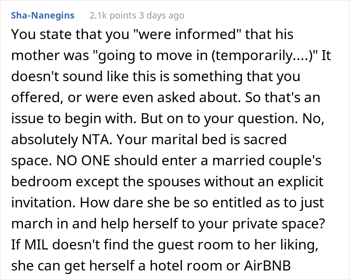 Mother-In-Law Wants To Sleep In Couple's Bed, Can't Take 'No' For An Answer And Starts Marital Drama