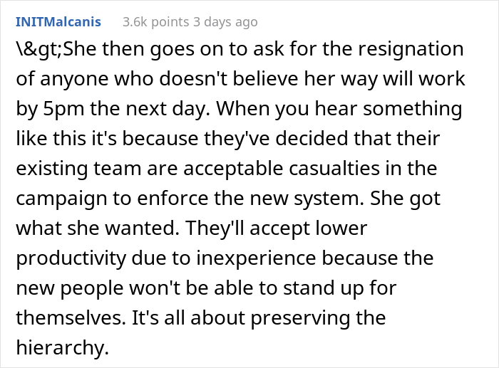 New Manager “Asks For The Resignation Of Anyone Who Doesn't Believe Her Way Will Work By 5 PM The Next Day”, Sales Rep Team Resigns On The Spot New Manager “Asks For The Resignation Of Anyone Who Doesn't Believe Her Way Will Work By 5 PM The Next Day”, Sales Rep Team Resigns On The Spot