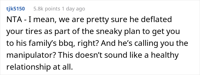 Wife Hijacks Husband’s Car To Leave A Family Party Because He Tricked Her Into Coming To The BBQ Even Though She Had A Shift At Work Wife Hijacks Husband’s Car To Leave A Family Party Because He Tricked Her Into Coming To The BBQ Even Though She Had A Shift At Work