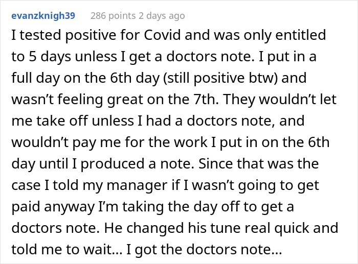 14 Employees Share Stories About Being Asked To Bring A Doctor’s Note Resulting In Way More Time Off Than They Asked For 14 Employees Share Stories About Being Asked To Bring A Doctor’s Note Resulting In Way More Time Off Than They Asked For