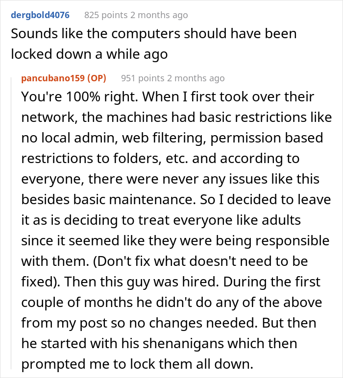 Management Brushes Off This Guy’s Concerns About A Certain Employee, So He Places Every Possible Restriction On His Computer