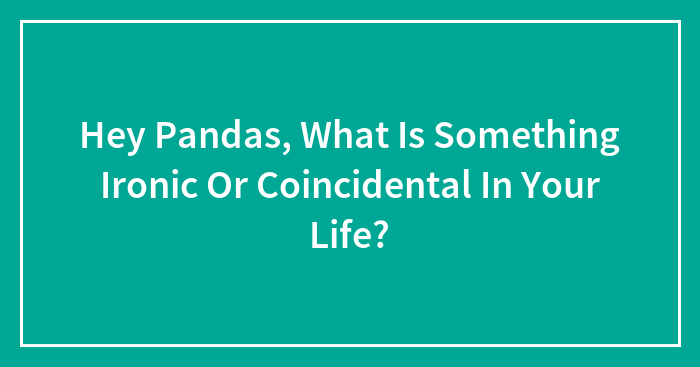 Hey Pandas, What Is Something Ironic Or Coincidental In Your Life? (Closed)