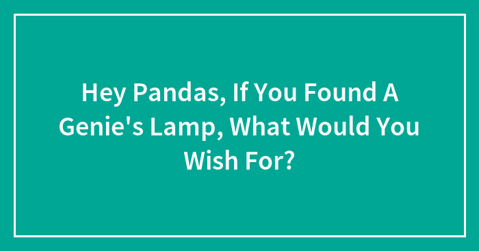 Hey Pandas, If You Found A Genie’s Lamp, What Would You Wish For? (Closed)