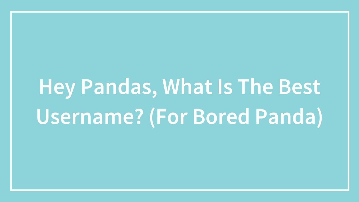 Hey Pandas, What Is The Best Username? (For Bored Panda)