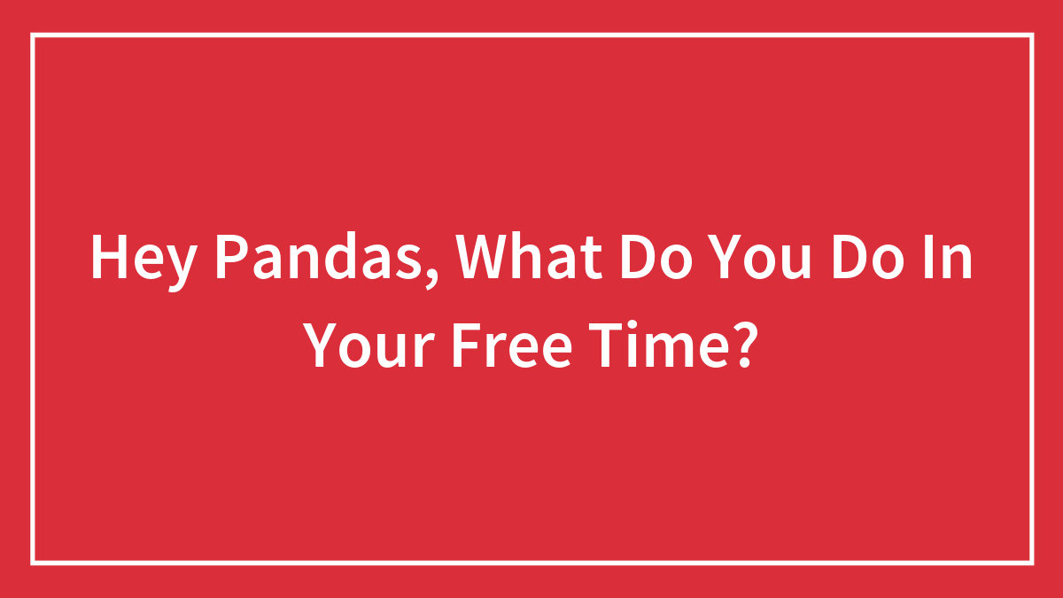 Hey Pandas, What Do You Do In Your Free Time?