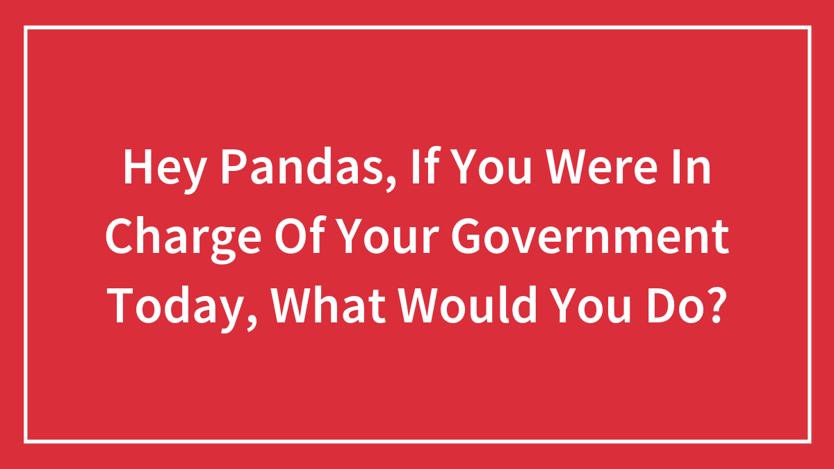 Hey Pandas, If You Were In Charge Of Your Government Today, What Would You Do? (Closed)