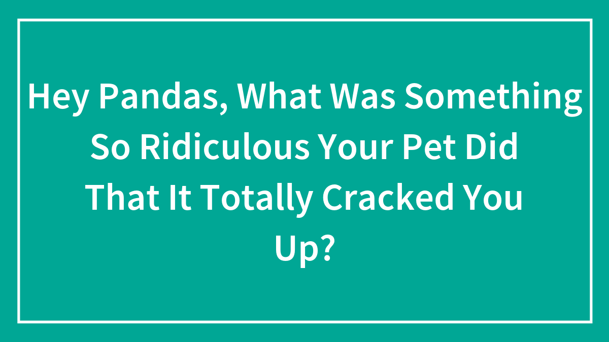 Hey Pandas, What Was Something So Ridiculous Your Pet Did That It Totally Cracked You Up?