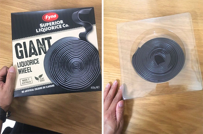 The Amount Of Plastic Packaging Around This “Giant” Licorice Wheel