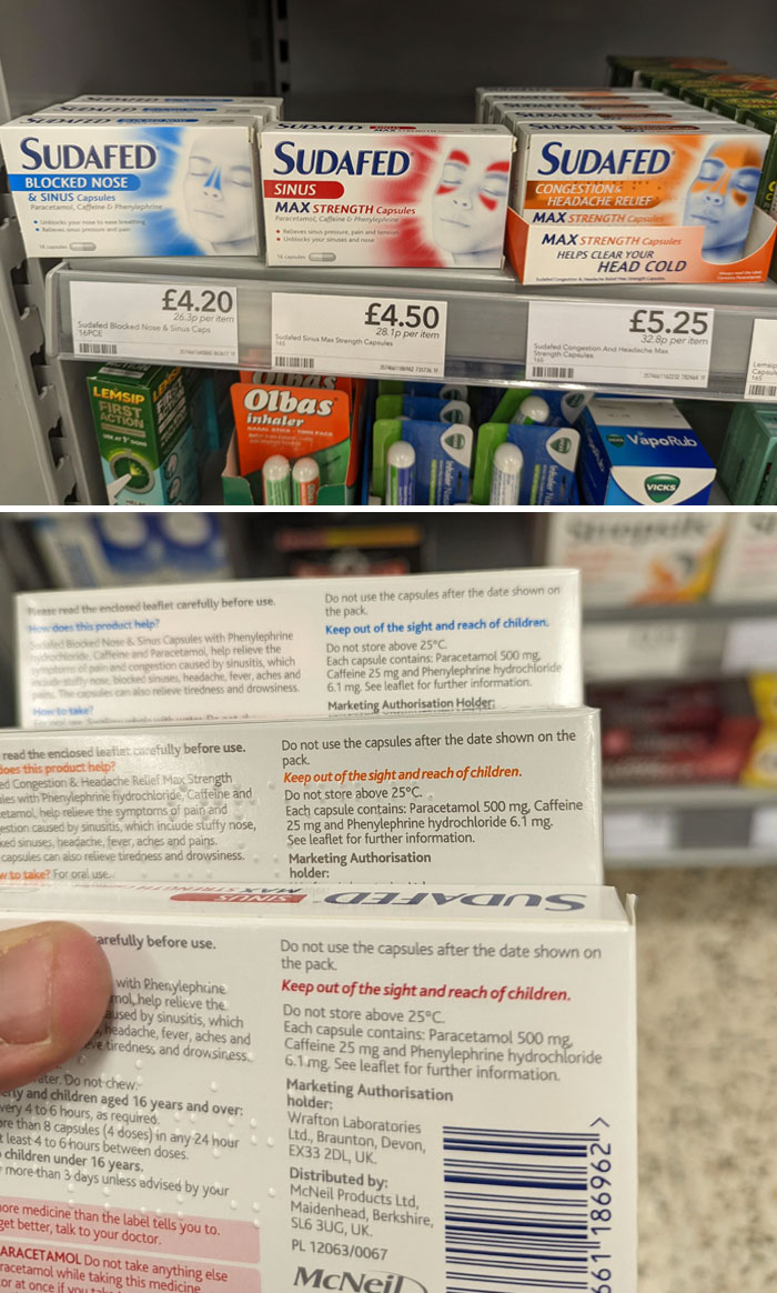 All Three Packets Contain The Same Ingredients In The Same Quantity, Same Amount Of Tablets, Same Manufacturer, Three Different Prices