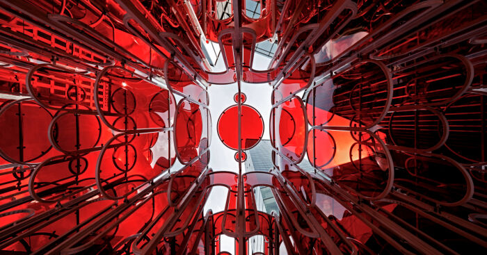 “Crimson Cloud”: Red Transparent Plexiglass Art Installation (12 Pics)