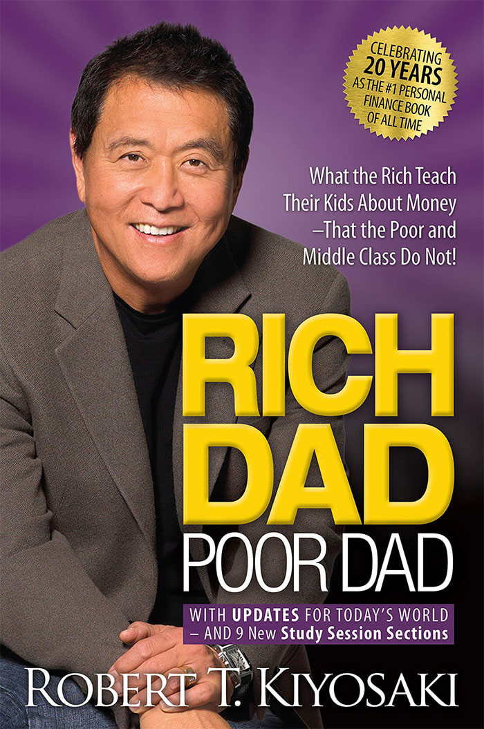 Book cover of Rich Dad Poor Dad by Robert Kiyosaki and Sharon Lechter