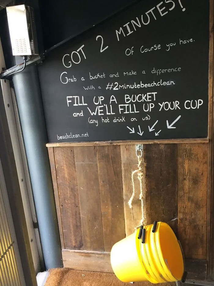 The Cafe At My Closest Beach Gives Free Drinks To People Who Collect A Bucket Of Litter From The Beach