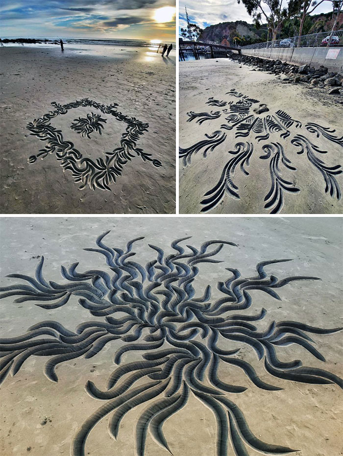 Sand Carving On The Beach. I Created Tools To Cut Into The Sand And Remove The Excess In One Motion. Orange County, California