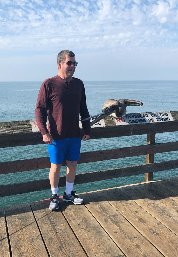 My Step-Dad Got Bitten By A Pelican This Morning At Imperial Beach