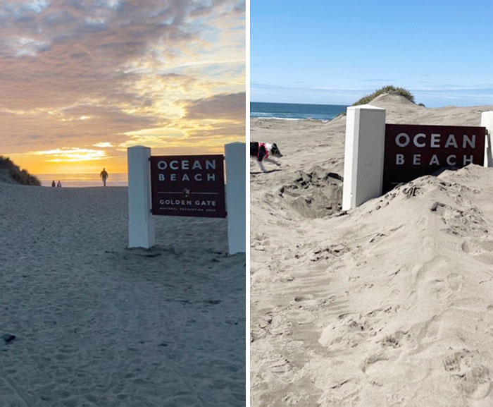 Changing Sands Of Ocean Beach From January To April At The Same Spot