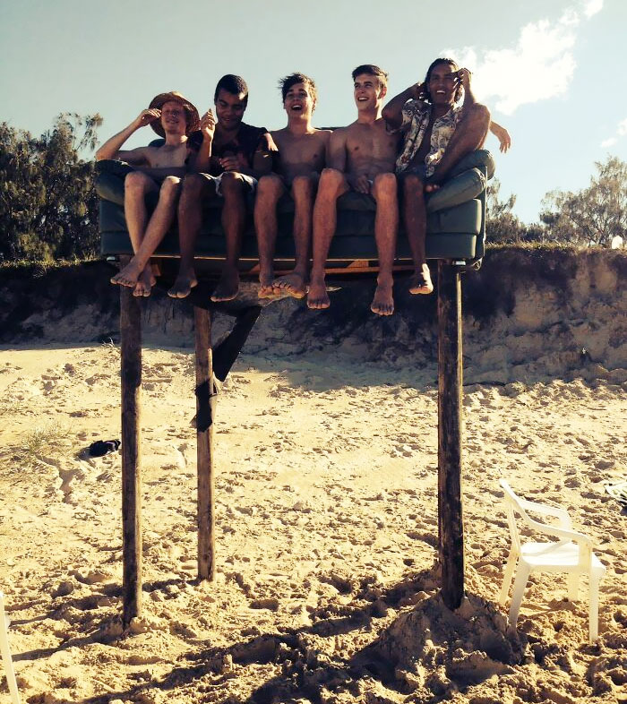 Me And My Mates Found A Couch And Some Wooden Poles On The Beach