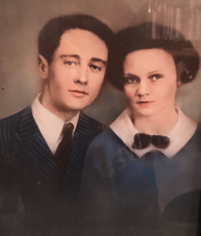 My Maternal Grandparents, 21 And 18, This Is Their Wedding Picture. So Handsome And Beautiful!
