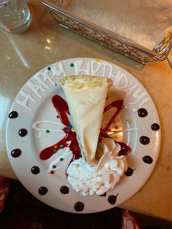 A Slice Of Ice Cream Cheesecake I Got At My Favorite Restaurant To Celebrate My Birthday!