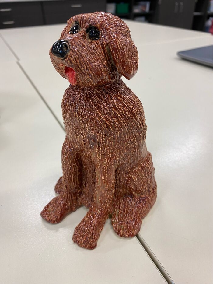 This Ceramic Piece That My Best Friend Made Of My Dog For My Birthday! Pretty Accurate Actually