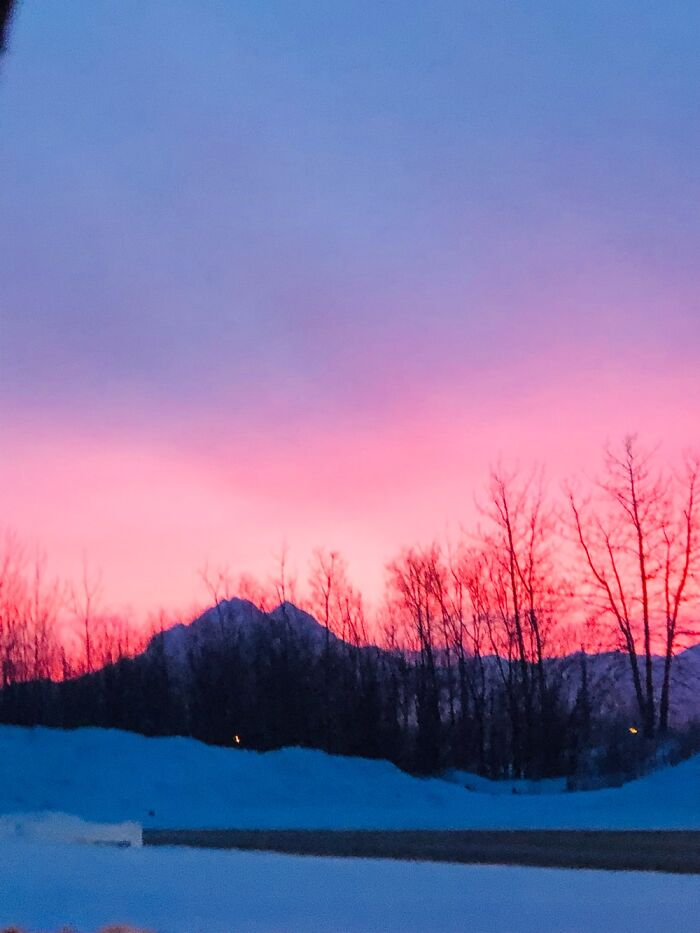A Little Blurry But Sunrise In January In Wasilla, Alaska