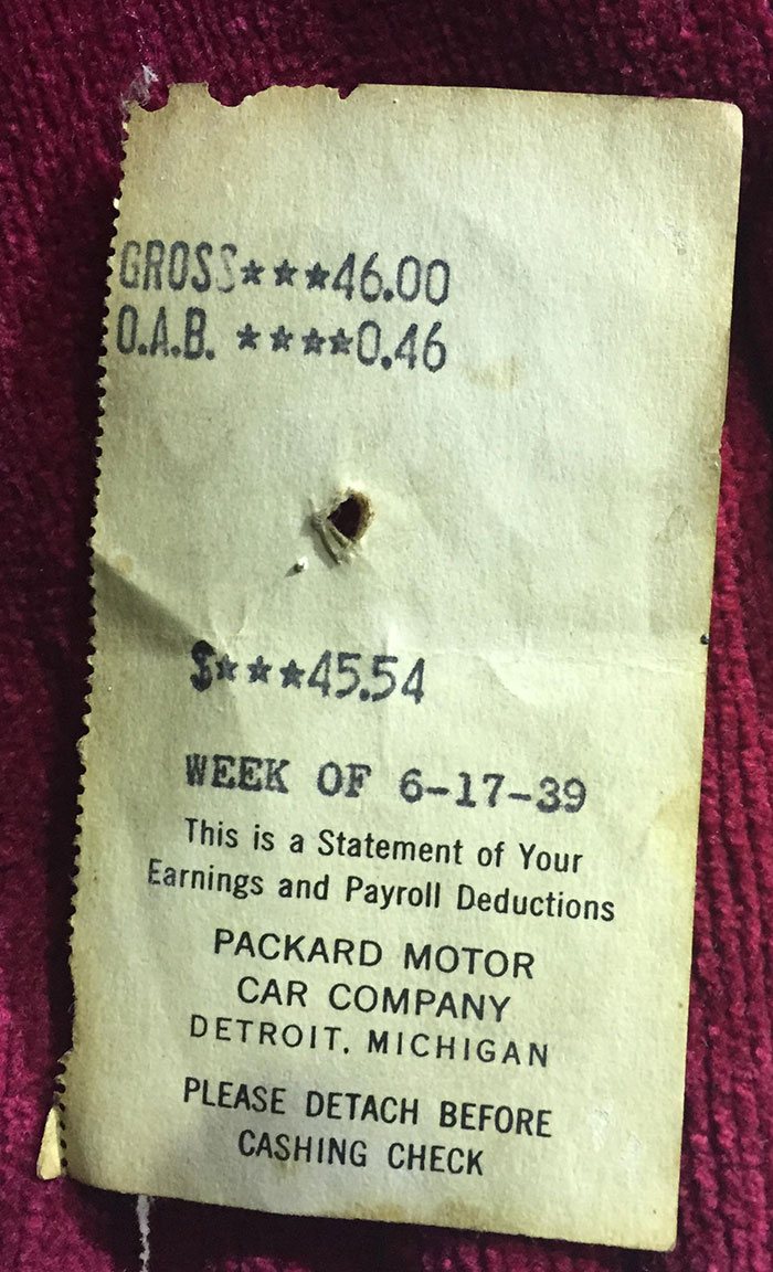 A Pay Stub We Found While Renovating Our Home
