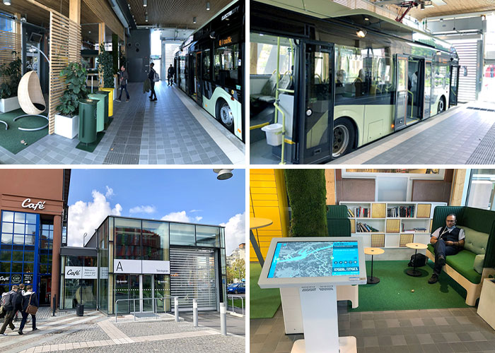 A 1st Pilot “Indoor Bus Stop” Here In Gothenburg. With Connected Cafe, Informal Space, Chargers, And Charging For The New Pilot Electric Buses