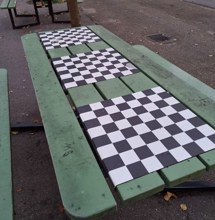 Chessboards On The Tables In Parks