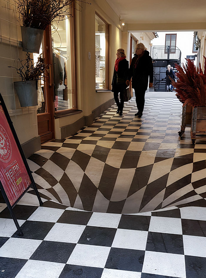 Crazy Flooring Between Two Shops In Gothenburg, Sweden