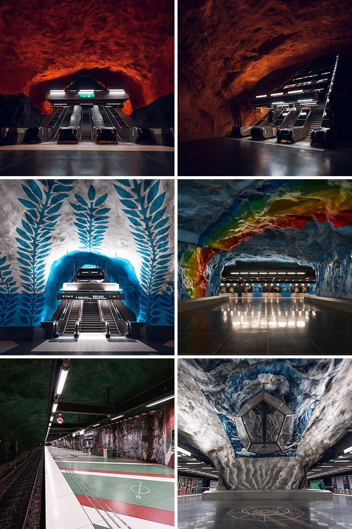 Las estaciones subterráneas de Estocolmo parecen cuevas místicas