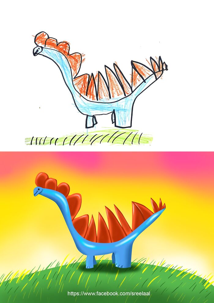 I Made These Digital Illustrations Based On My 5-Year-Old Son’s Drawings (8 Pics)
