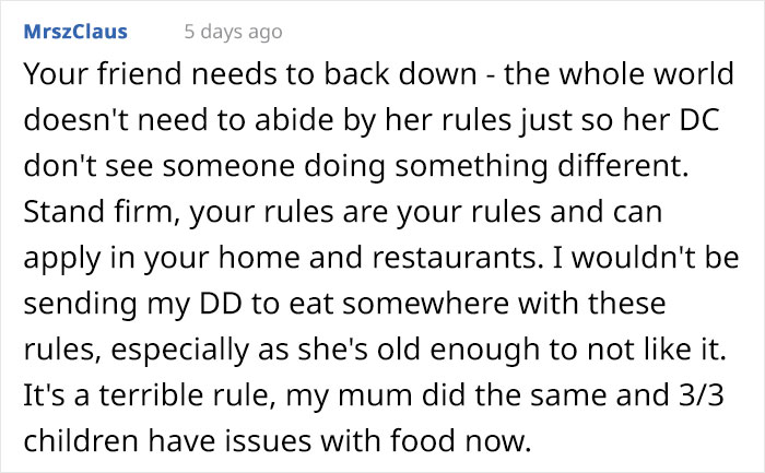 Family Has A Strict "Clean Your Plate" Rule For Their Kids And Try To Enforce It On Friend’s Child As Well, But Mom Is Not Having It