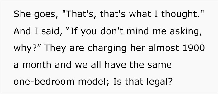 “Is That Legal?”: Woman Can’t Believe Her Neighbor With The Same Floor Plan Pays $600 More Than Her In Rent “Is That Legal?”: Woman Can’t Believe Her Neighbor With The Same Floor Plan Pays $600 More Than Her In Rent