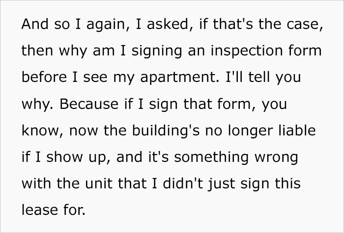 "I Don't Even Know If It Looks All Good": Tenant Refuses To Sign Inspection Form In The Blind, Is Told That She Wouldn't Get The Keys Otherwise