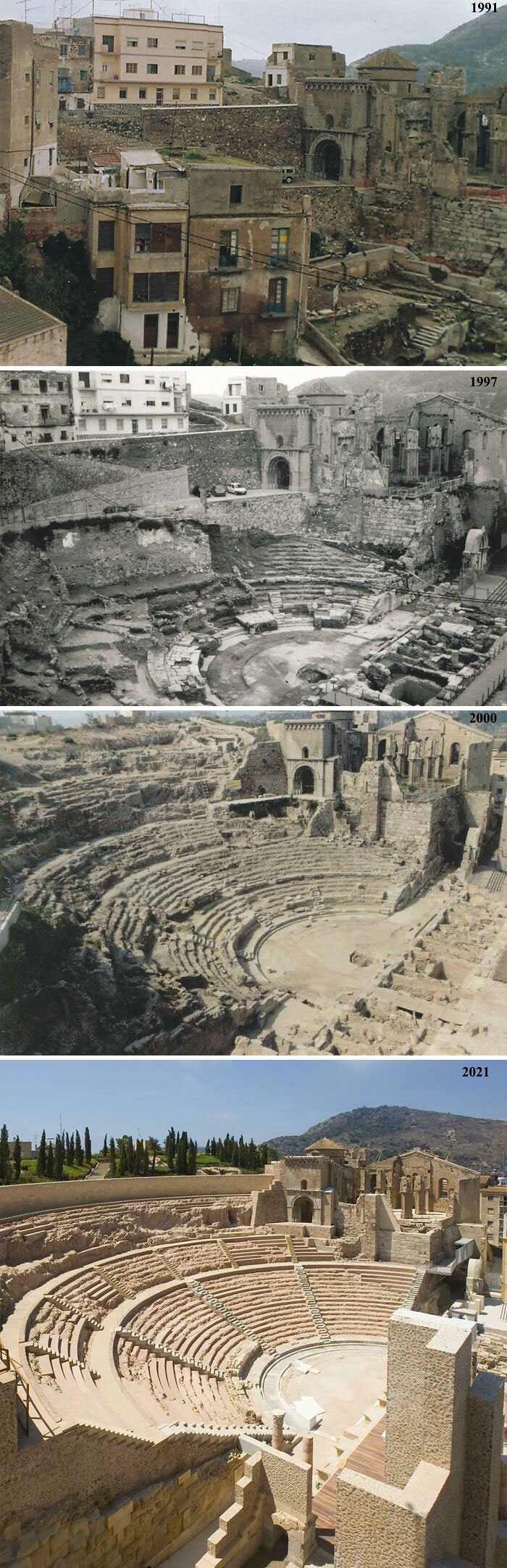 Roman Theatre Of Cartagena (Province Of Murcia, Spain) 1991 vs. 2021