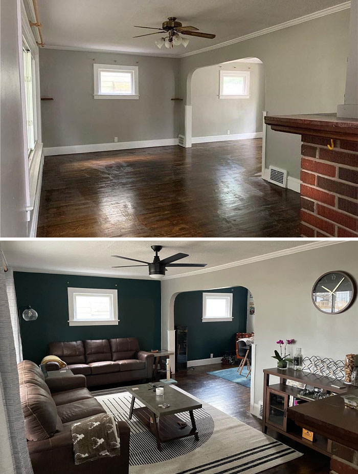 Cleveland, Ohio. Living Room Before And After