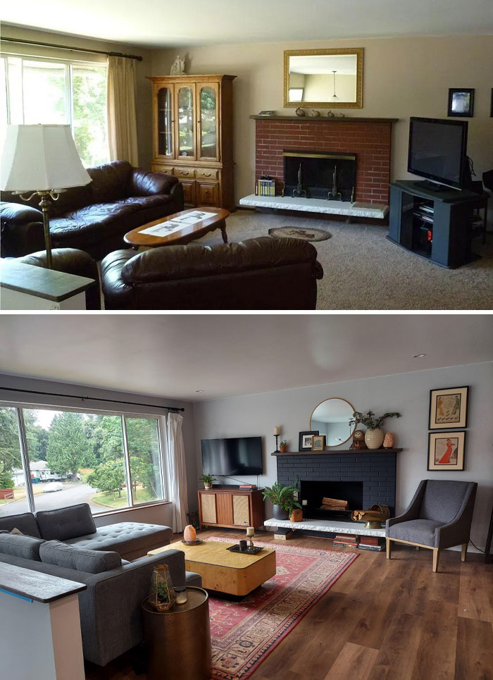 Our Living Room vs. The Listing Photos Of The Previous Homeowners (In Wa)