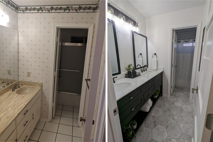 Before/After Guest Bathroom, Dallas