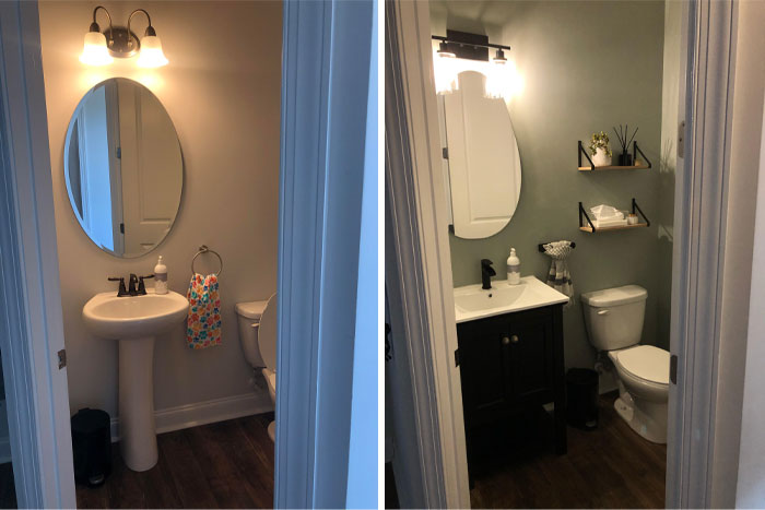 Powder Room Before & After! A (Finally) Completed DIY Project. Charlotte, Nc