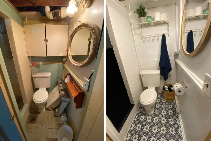 I Was Out Of Town Working For 2 Weeks And My Wife Surprised Me With A Low Budget Renovation Of Our Basement Bathroom!