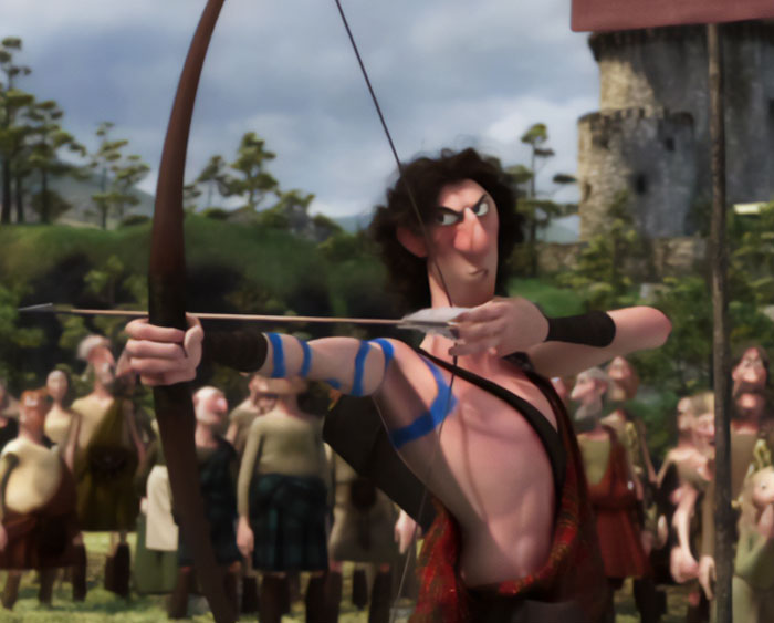 Young Macintosh holding a bow and arrow 