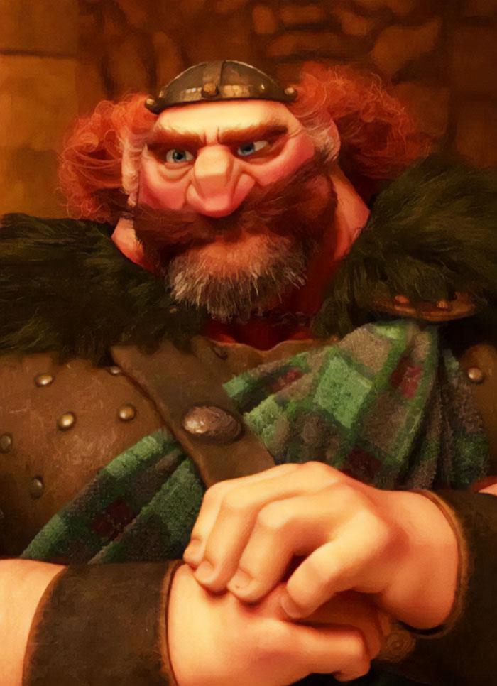 King Fergus with crossed hands 